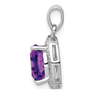 Sterling Silver Amethyst & Diamond Pendant – view 3