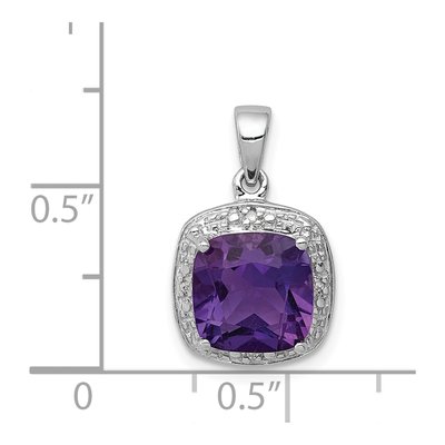 Sterling Silver Amethyst & Diamond Pendant – view 5