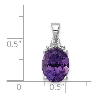Sterling Silver Amethyst & Diamond Pendant – view 4