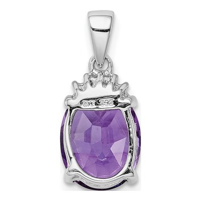Sterling Silver Amethyst & Diamond Pendant – view 5
