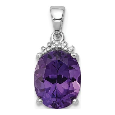 Sterling Silver Amethyst & Diamond Pendant