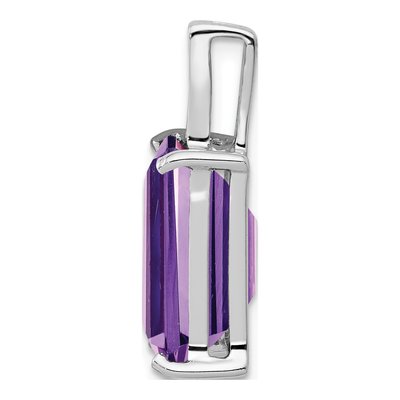 Sterling Silver Amethyst & Diamond Emerald-Cut Pendant – view 3