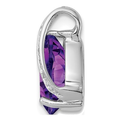 Sterling Silver Amethyst & Diamond Pear Slide Pendant – view 3