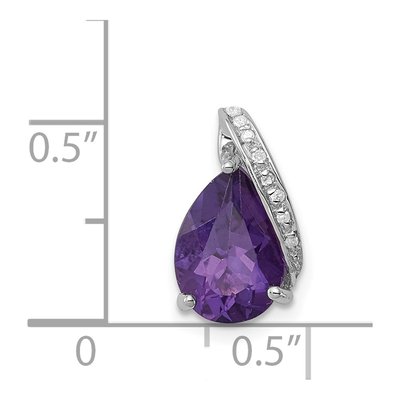 Sterling Silver Amethyst & Diamond Pear Slide Pendant – view 4