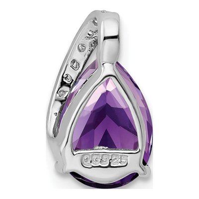 Sterling Silver Amethyst & Diamond Pear Slide Pendant – view 5