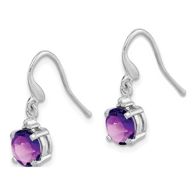 Sterling Silver Amethyst & Diamond Wire Dangle Earrings – view 3