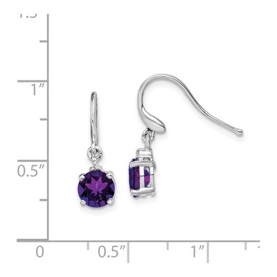 Sterling Silver Amethyst & Diamond Wire Dangle Earrings – view 5