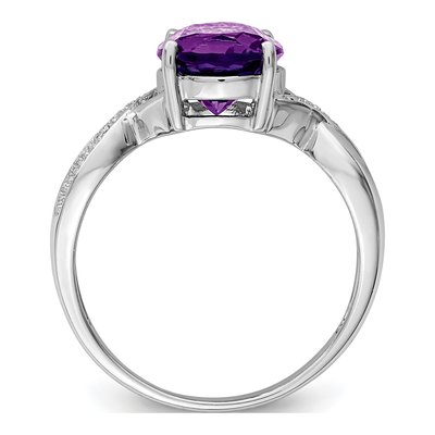 Sterling Silver Amethyst & Diamond Ring – view 3
