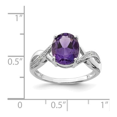 Sterling Silver Amethyst & Diamond Ring – view 4