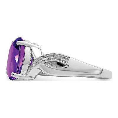 Sterling Silver Amethyst & Diamond Ring – view 5