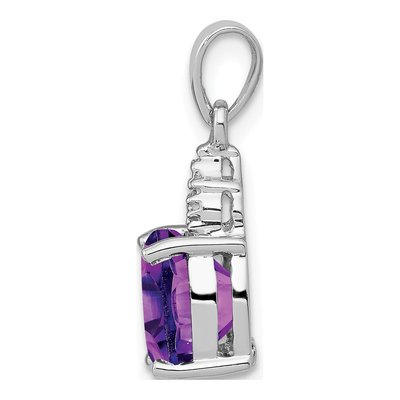 Sterling Silver Amethyst & Diamond Pendant – view 3