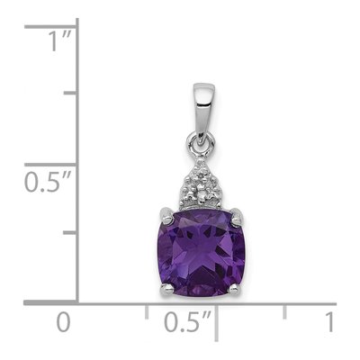 Sterling Silver Amethyst & Diamond Pendant – view 4