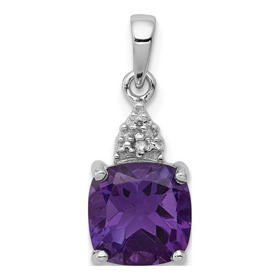 Sterling Silver Amethyst & Diamond Pendant