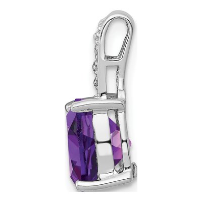 Sterling Silver Amethyst & Diamond Pendant – view 3