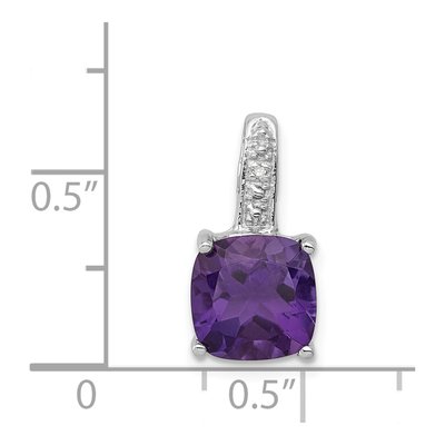 Sterling Silver Amethyst & Diamond Pendant – view 4