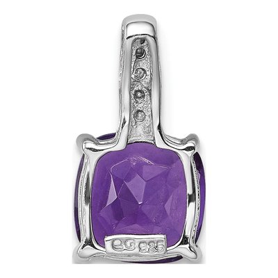 Sterling Silver Amethyst & Diamond Pendant – view 5