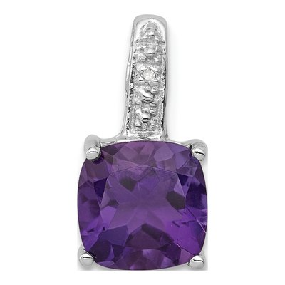 Sterling Silver Amethyst & Diamond Pendant