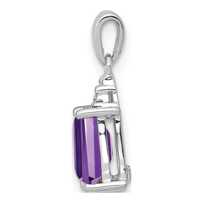 Sterling Silver Amethyst & Diamond Pendant – view 3