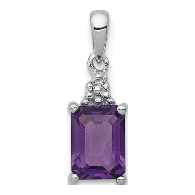Sterling Silver Amethyst & Diamond Pendant