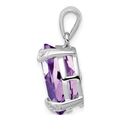 Sterling Silver Amethyst & Diamond Pendant – view 3