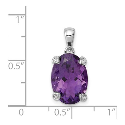Sterling Silver Amethyst & Diamond Pendant – view 4
