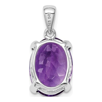 Sterling Silver Amethyst & Diamond Pendant – view 5