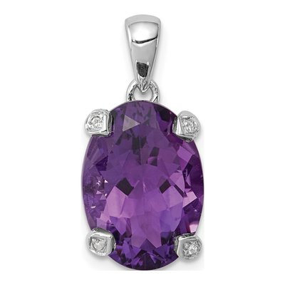 Sterling Silver Amethyst & Diamond Pendant