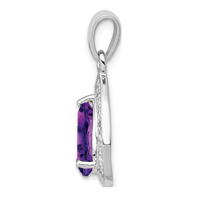 Sterling Silver Amethyst & Diamond Pendant – view 3