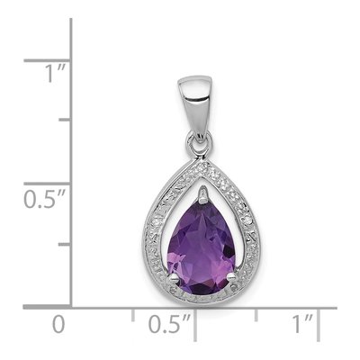 Sterling Silver Amethyst & Diamond Pendant – view 4