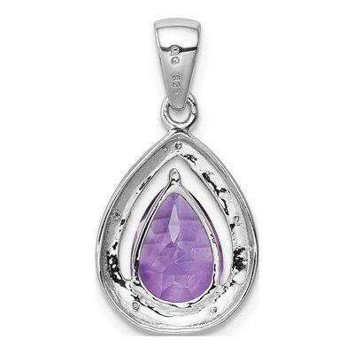 Sterling Silver Amethyst & Diamond Pendant – view 5
