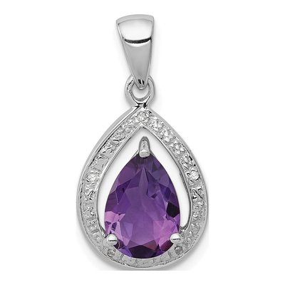 Sterling Silver Amethyst & Diamond Pendant