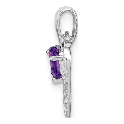 Sterling Silver Amethyst & Diamond Heart Pendant – view 3