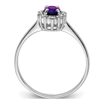 Sterling Silver Amethyst & Diamond Oval Ring – view 3