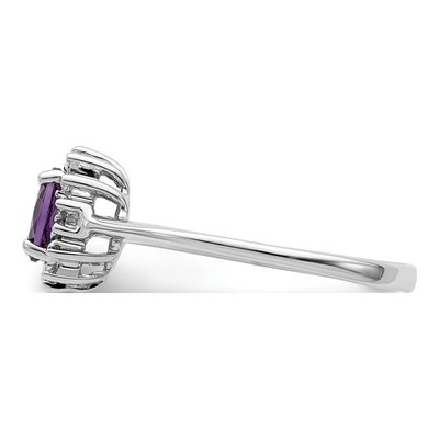 Sterling Silver Amethyst & Diamond Oval Ring – view 4