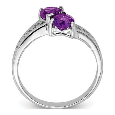 Sterling Silver Amethyst Heart Ring – view 3
