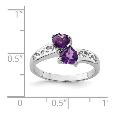 Sterling Silver Amethyst Heart Ring – view 4