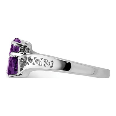 Sterling Silver Amethyst Heart Ring – view 5