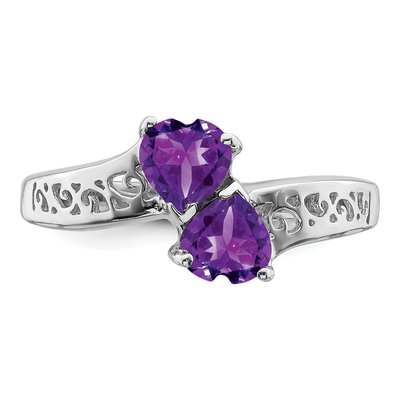 Sterling Silver Amethyst Heart Ring – view 6