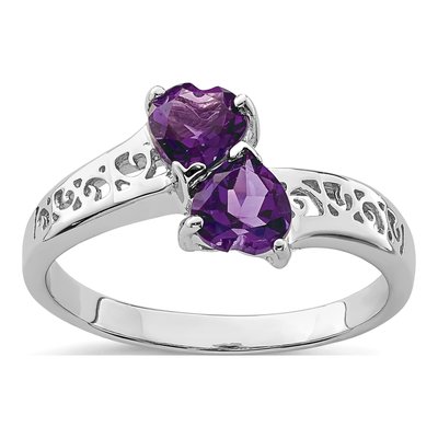Sterling Silver Amethyst Heart Ring