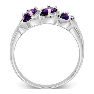 Sterling Silver Amethyst & Diamond Ring – view 3