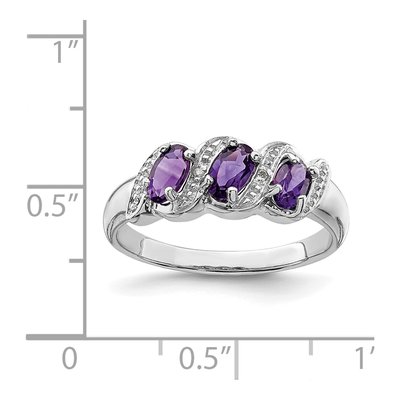Sterling Silver Amethyst & Diamond Ring – view 4