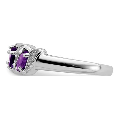 Sterling Silver Amethyst & Diamond Ring – view 5