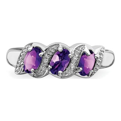 Sterling Silver Amethyst & Diamond Ring – view 6