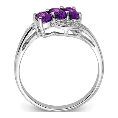 Sterling Silver Amethyst & Diamond Ring – view 3