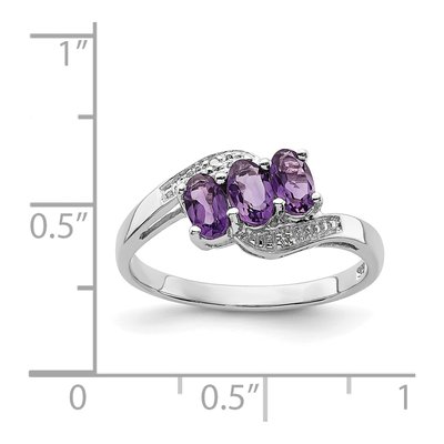 Sterling Silver Amethyst & Diamond Ring – view 4