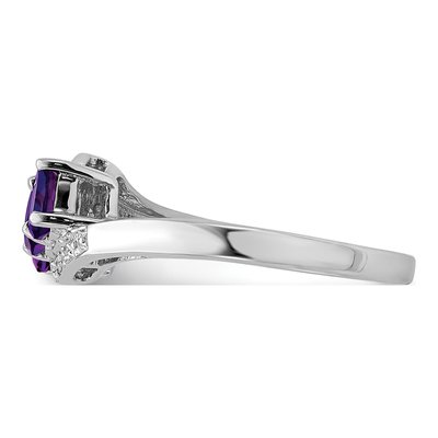 Sterling Silver Amethyst & Diamond Ring – view 5
