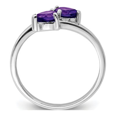 Sterling Silver Amethyst & Diamond Heart Ring – view 3