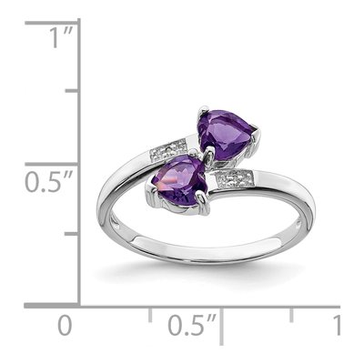 Sterling Silver Amethyst & Diamond Heart Ring – view 4