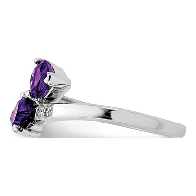 Sterling Silver Amethyst & Diamond Heart Ring – view 5