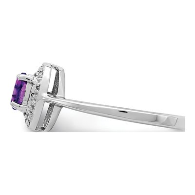 Sterling Silver Amethyst & Diamond Ring – view 5